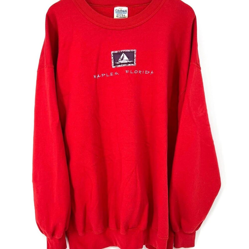 Vintage Naples Florida Red Sweatshirt Gildan Label XXL